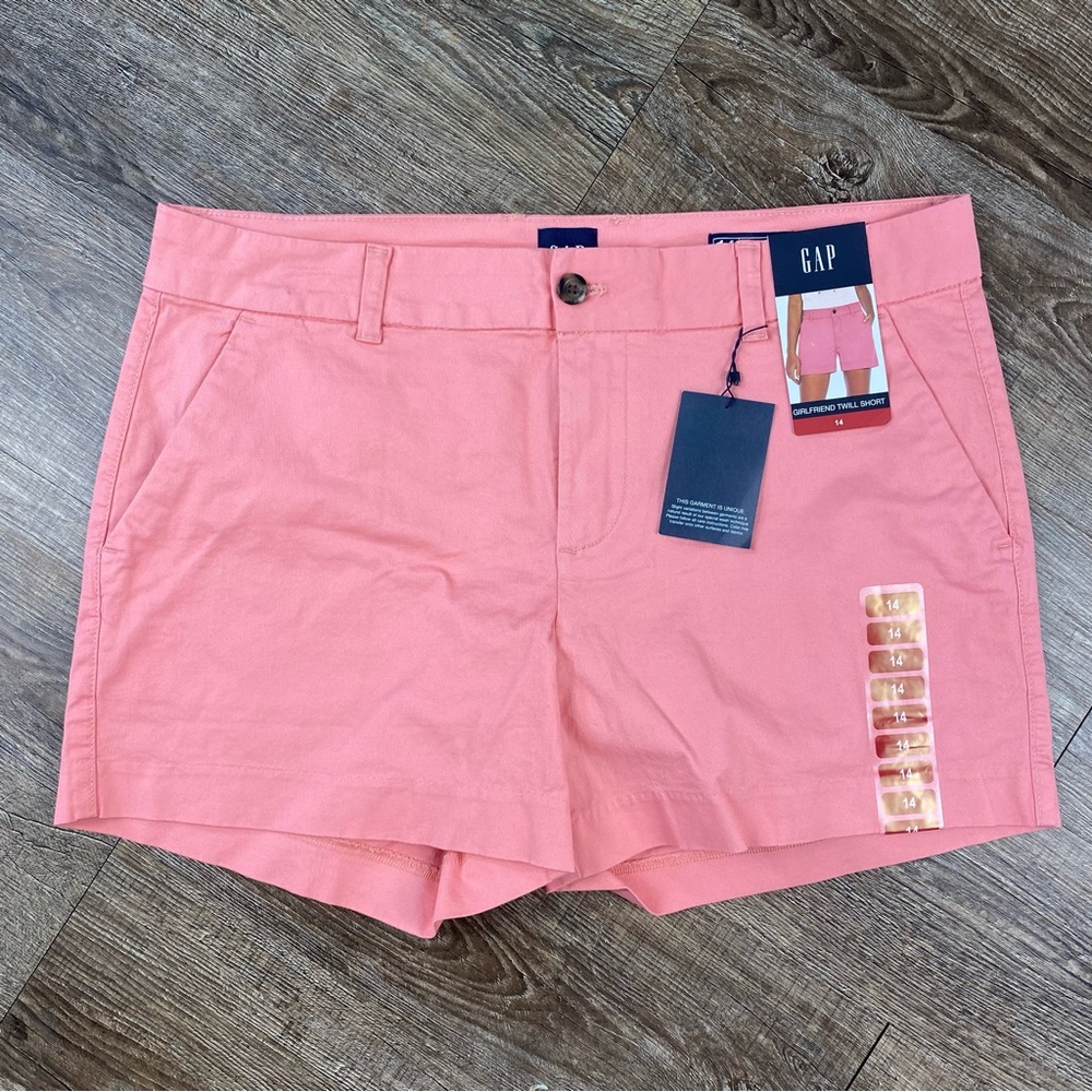 Gap Relaxed Girlfriend Twill Shorts Women 14 Pink Pocket Cotton Stretch 38x4 NWT